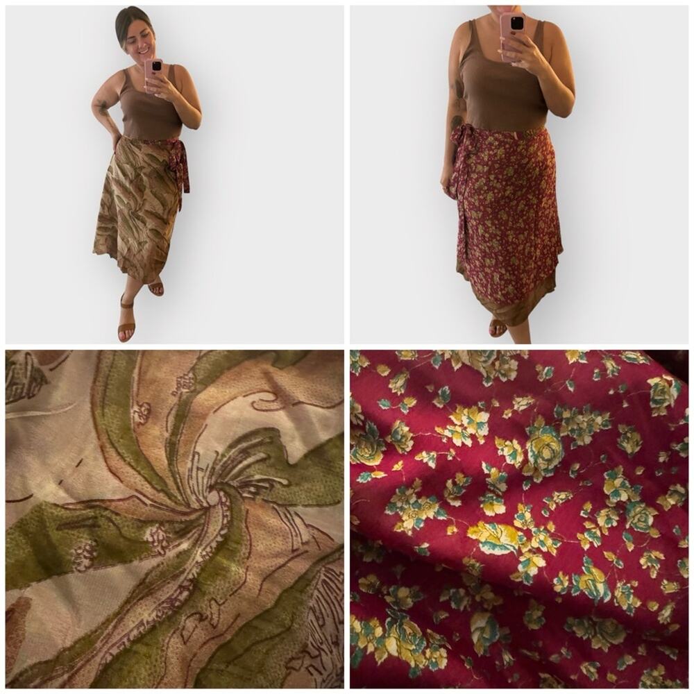 NEW WEVEZ silk reversible wrap skirt